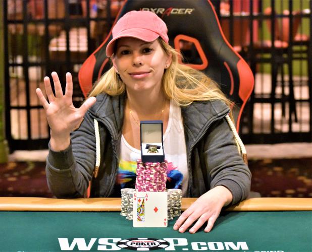LONI HARWOOD WINS THE RIO HIGH ROLLER FOR HER FIFTH CIRCUIT RING