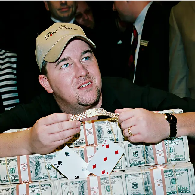 Chris Moneymaker following his victory in the 2003 WSOP Main Event